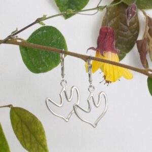 Sterling silver earrings - outline of a dove