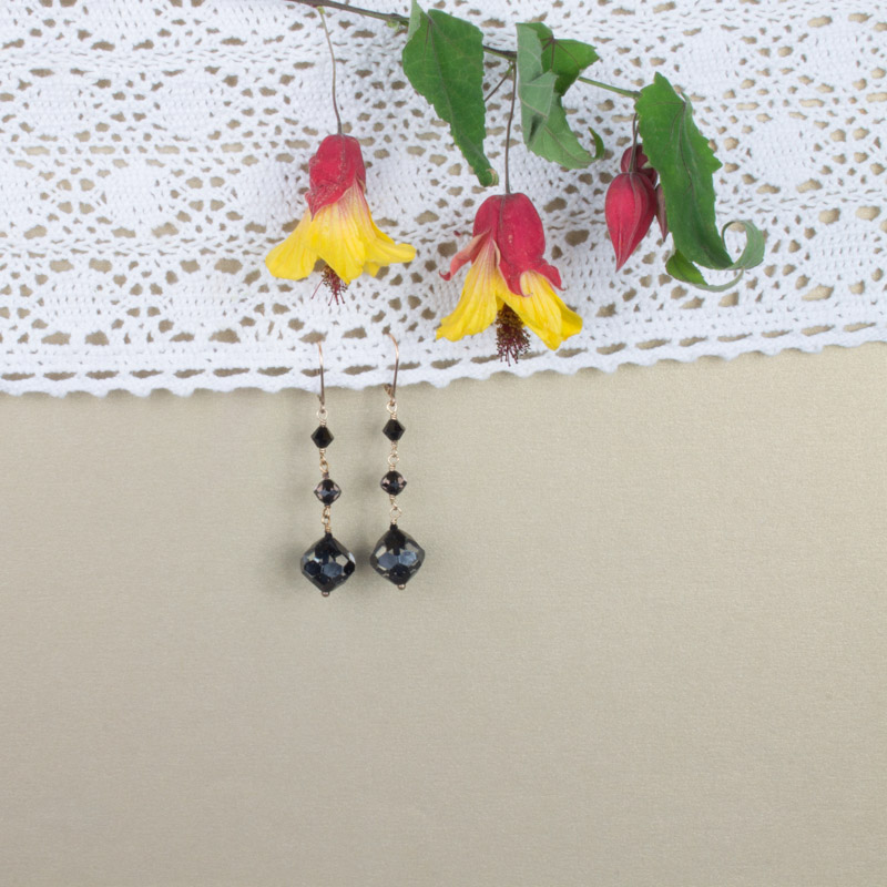 A pair of earrings hanging from the ceiling.