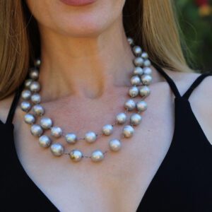 A two step baroque grey pearl necklace