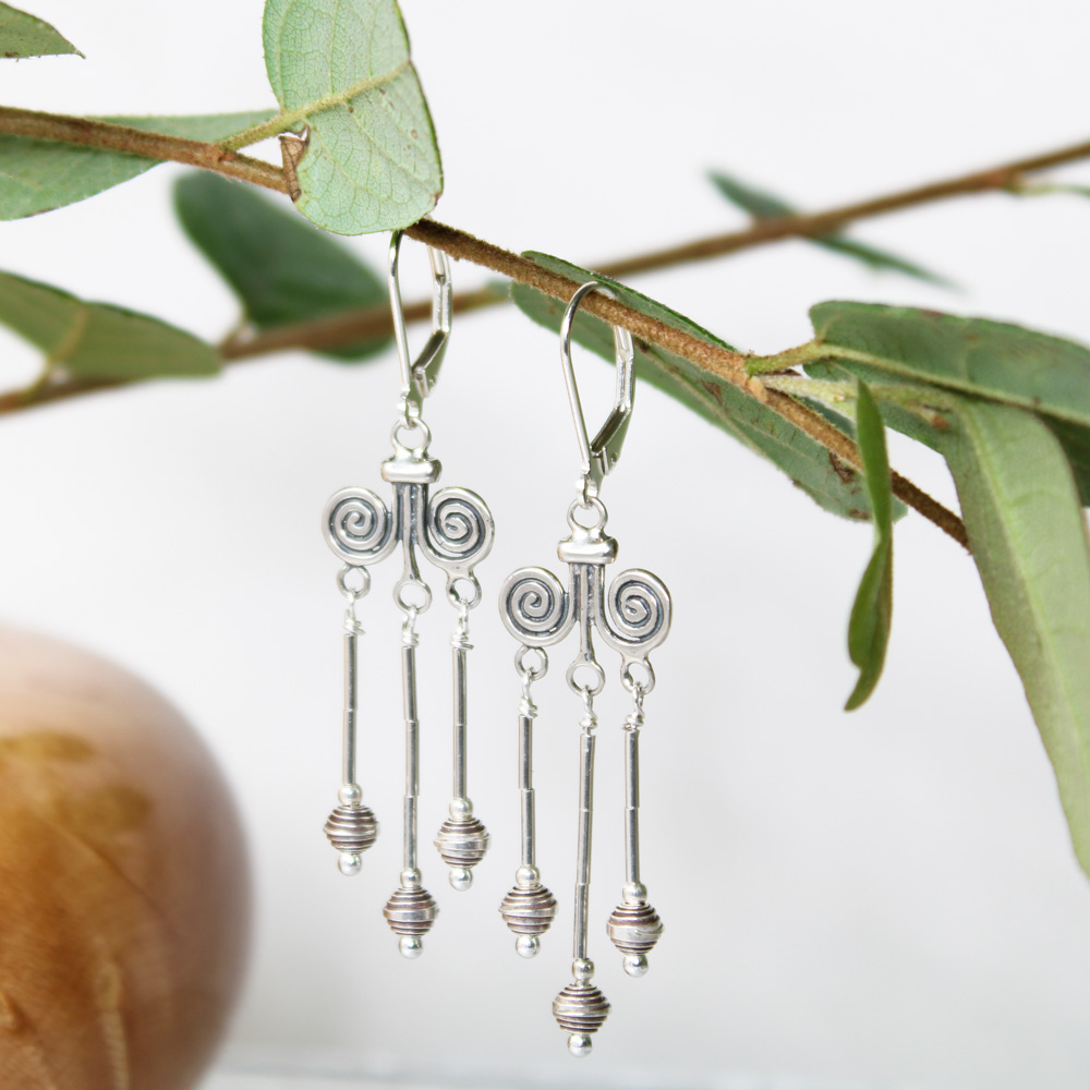 Sterling silver earrings with 3 dangles each