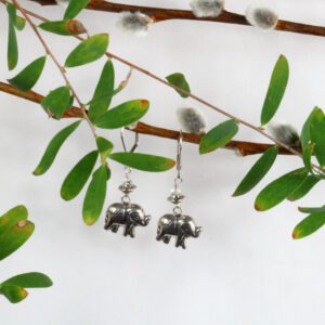 sterling silver elephant shaped earrings