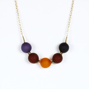 Gold Necklace with Venetian Glass Round Beads